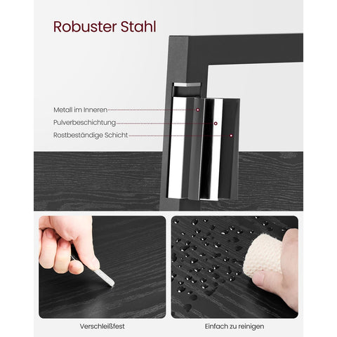 Rootz Black Wood Look Book Shelf - Chipboard Steel - Tall Bookcase - Sturdy Storage - Modern Design - 30cm x 33.8cm x 170cm