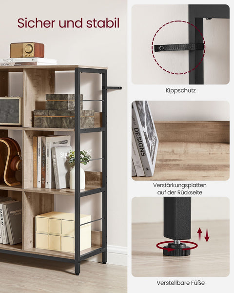 Rootz Multi-Purpose Stand Shelf - Chipboard Steel Storage Rack - Organizer - Heavy Duty - Camel Brown Ink Black - 30cm x 100cm x 103.1cm