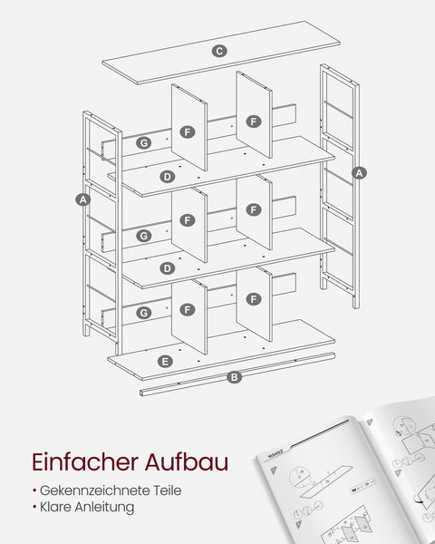 Rootz Multi-Purpose Stand Shelf - Chipboard Steel Storage Rack - Organizer - Heavy Duty - Camel Brown Ink Black - 30cm x 100cm x 103.1cm