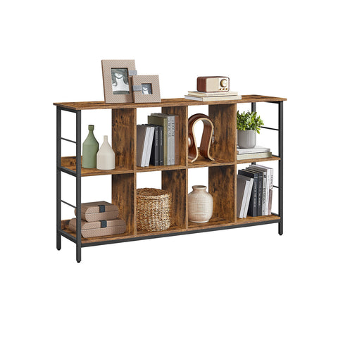 Rootz Wooden Stand Regal - Brown Display Shelf - Bookshelf - Sturdy Storage Solution - 33cm x 132cm x 80cm