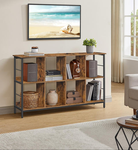 Rootz Wooden Stand Regal - Brown Display Shelf - Bookshelf - Sturdy Storage Solution - 33cm x 132cm x 80cm