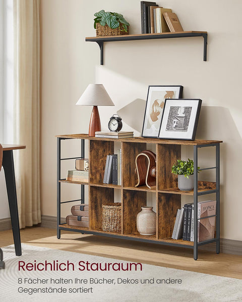 Rootz Wooden Stand Regal - Brown Display Shelf - Bookshelf - Sturdy Storage Solution - 33cm x 132cm x 80cm