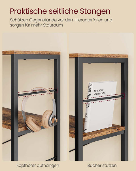 Rootz Wooden Bookshelf - Bookcase - Storage Shelf - Durable Chipboard & Steel - 120cm x 109.4cm x 30cm