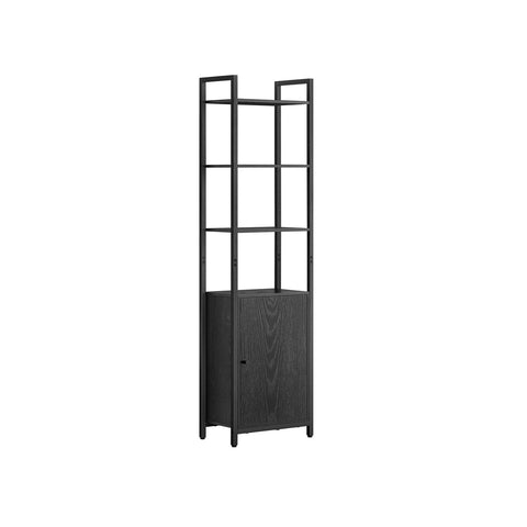 Rootz Bookcase with 24 x 40 x 159.5 cm - Ebony Black - Ink Black - Stylish Storage - 11.6 Kilograms