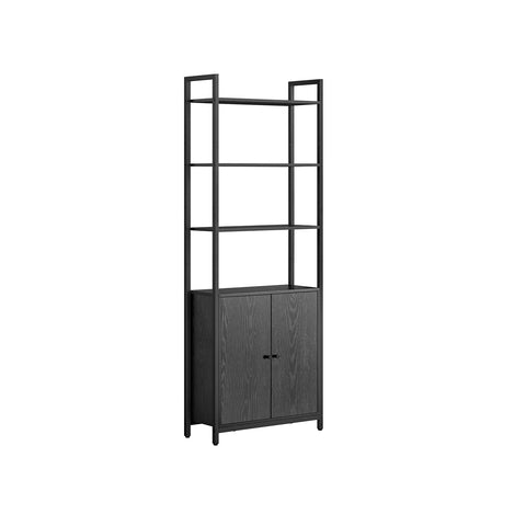 Rootz Bookcase - Storage Unit - Shelving - Ebony Black - Ink Black - 24cm x 60cm x 159.5cm