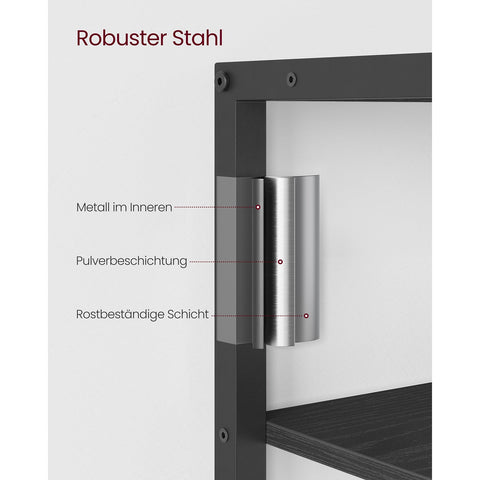 Rootz Black Wood Look Book Shelf - Storage Rack - Chipboard - Steel Frame - 30cm x 100cm x 170cm - 25kg Weight Capacity - Easy Assembly