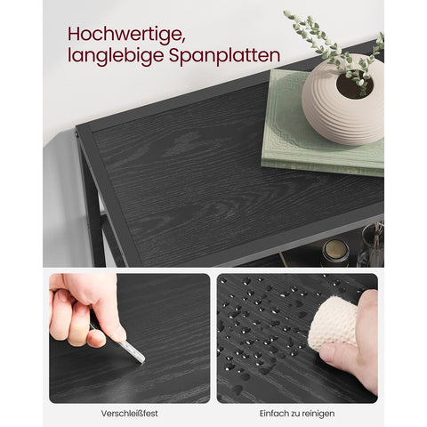 Rootz Black Wood Look Book Shelf - Storage Rack - Chipboard - Steel Frame - 30cm x 100cm x 170cm - 25kg Weight Capacity - Easy Assembly