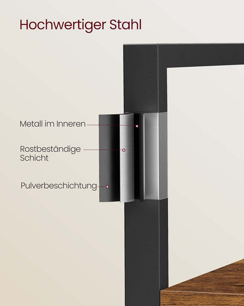 Rootz Brown _Black Bookshelf - Wooden Chipboard - Steel - Sturdy Storage - 24 x 128 x 166 cm