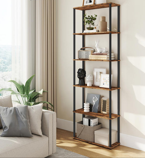 Rootz 6-Level Shelf Unit - Bookcase - Storage Unit - Durable and Stable - 23.8cm x 60cm x 173.4cm