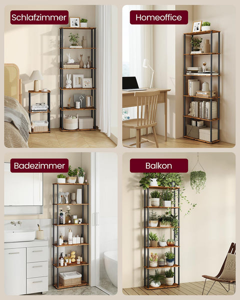 Rootz 6-Level Shelf Unit - Bookcase - Storage Unit - Durable and Stable - 23.8cm x 60cm x 173.4cm