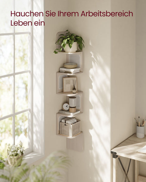 Rootz Corner Shelf - Floating Shelf - Storage Unit - Chipboard - PVC plastic - 20cm x 20cm x 126cm - 3.2kg - Max. 25kg Static Load Capacity