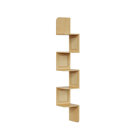 Rootz Corner Shelf - Oak Beige - Chipboard - PVC Plastic - Space-saving - Easy Assembly - Stylish Design - 20cm x 20cm x 126cm