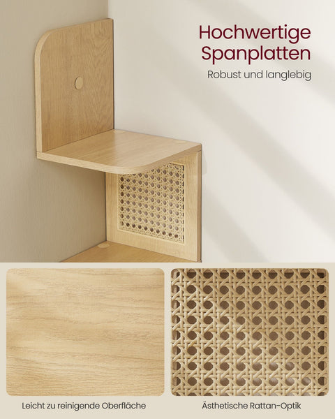 Rootz 5 Tier Wall Shelf - Wall Rack - Floating Shelf - Space-Saving Storage - Brown Finish - 20cm x 20cm x 126cm