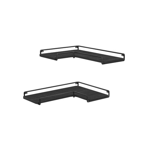 Rootz 2 Pack Wall Shelf Set - Floating Shelves - Chipboard Steel - Black - 40cm x 29cm x 14cm - Lightweight - Easy Assembly - Sturdy Construction