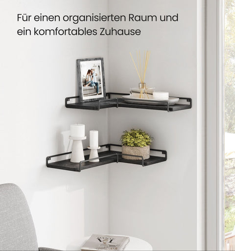 Rootz L-Shaped Corner Shelf - Industrial Design - Wall Shelf - Space-Saving Storage - 40cm x 29cm x 14cm