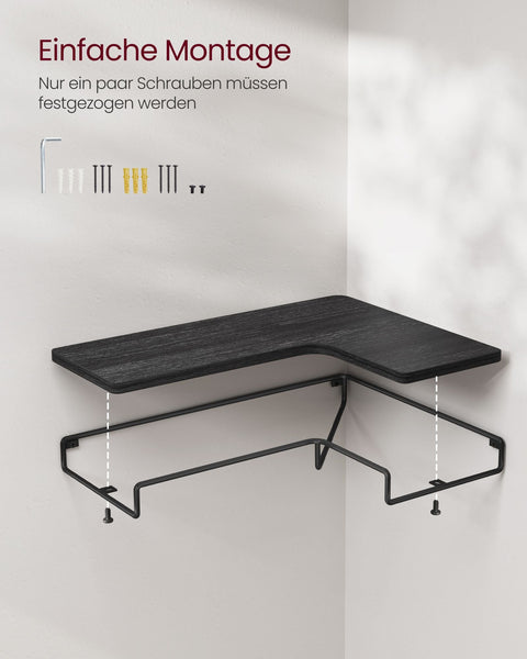 Rootz L-Shaped Corner Shelf - Industrial Design - Wall Shelf - Space-Saving Storage - 40cm x 29cm x 14cm