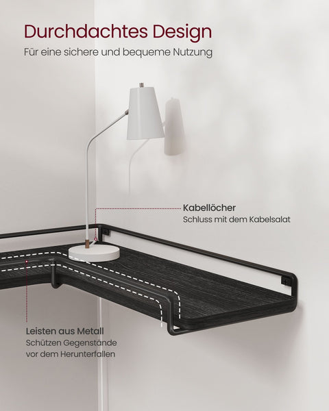 Rootz 2 Pack Wall Shelf Set - Floating Shelves - Chipboard Steel - Black - 40cm x 29cm x 14cm - Lightweight - Easy Assembly - Sturdy Construction