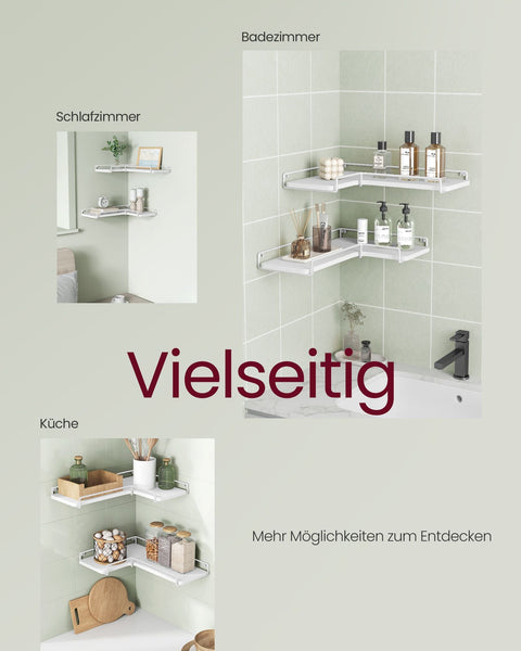 Rootz Wall Shelf Set - Floating Shelves - Chipboard Steel - Cloud White - 40cm x 29cm x 14cm - Lightweight - Easy to Install - Sturdy Construction