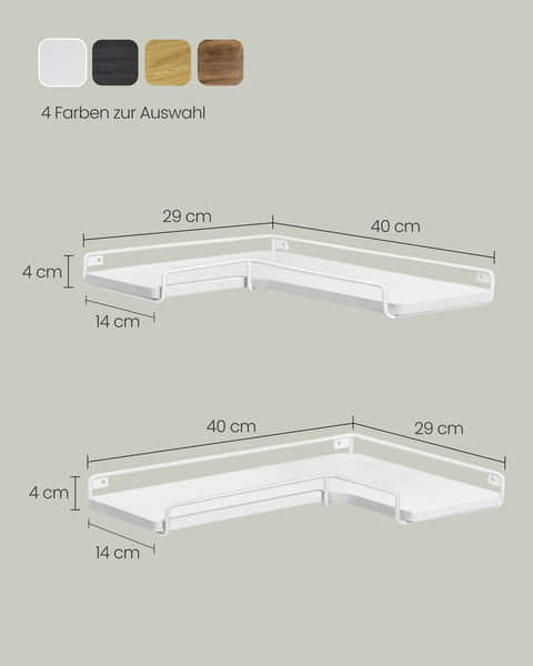 Rootz Wall Shelf Set - Floating Shelves - Chipboard Steel - Cloud White - 40cm x 29cm x 14cm - Lightweight - Easy to Install - Sturdy Construction