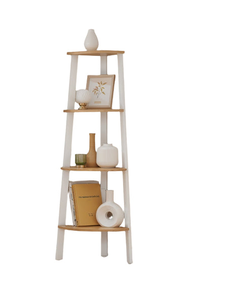 Rootz 4 Level Corner Shelf - Bookshelf - Conductor Shelf - Space-Saving Design - 33.4 x 33.4 x 125 cm