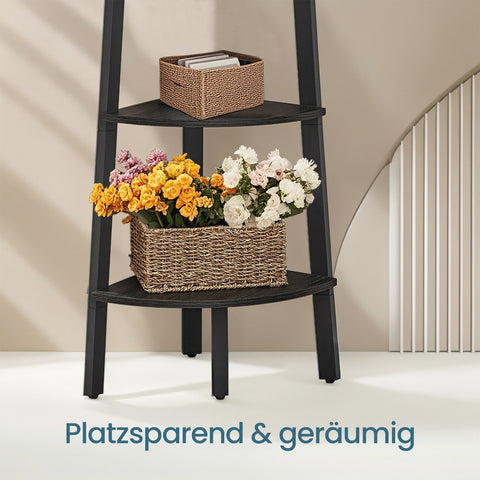 Rootz 5 Level Corner Shelf - Bookshelf - Conductor Shelf - Space-Saving Design - 37.2 x 37.2 x 159 cm - Anthracite Gray-Matt Black