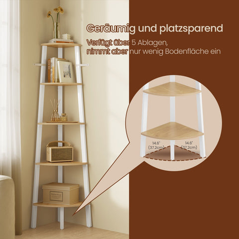 Rootz 5 Level Bookcase - Industrial Shelf - Storage Unit - Space Saving - 37.2cm x 37.2cm x 159cm