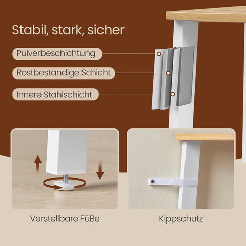 Rootz 5 Level Bookcase - Industrial Shelf - Storage Unit - Space Saving - 37.2cm x 37.2cm x 159cm
