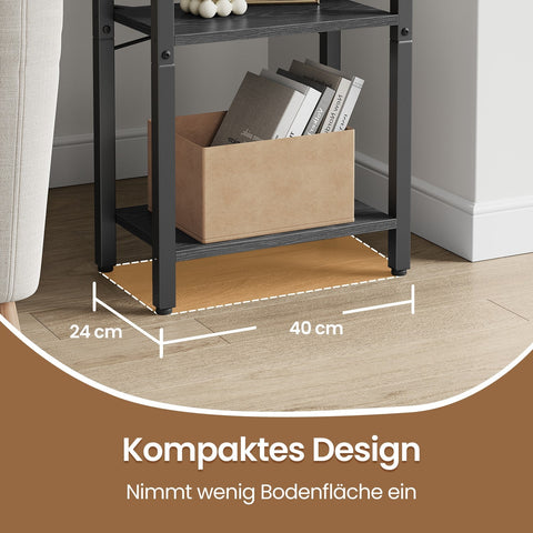 Rootz Regal Bookshelf - Standregal - Display Shelf - Ebony Black - 24x40x107cm - Steel Frame - Secure & Stylish Storage Solution