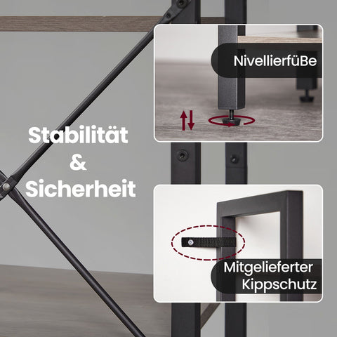 Rootz Regal Bookshelf - Standregal - Sturdy Bookcase - Holds 50kg - 30cm x 40cm x 187.5cm