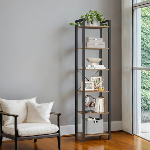 Rootz Black, Brown Book Shelf - Wooden Display - Storage Unit - Sturdy & Durable - 30 x 40 x 187.5 cm