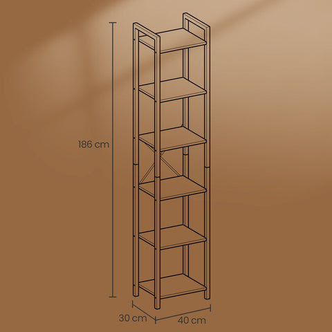 Rootz Black, Brown Book Shelf - Wooden Display - Storage Unit - Sturdy & Durable - 30 x 40 x 187.5 cm