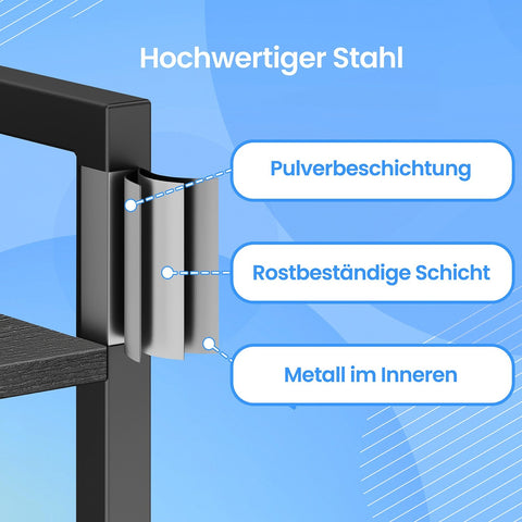 Rootz Bookshelf Standregal - Storage Rack -  Black - Durable Wooden Chipboard & Steel - 30cm x 40cm x 187.5cm