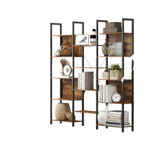 Rootz Bookcase - Standing Shelf - Metal Frame Shelf - 14 Spacious Shelves - Sturdy Structure - 158cm x 24cm x 166cm