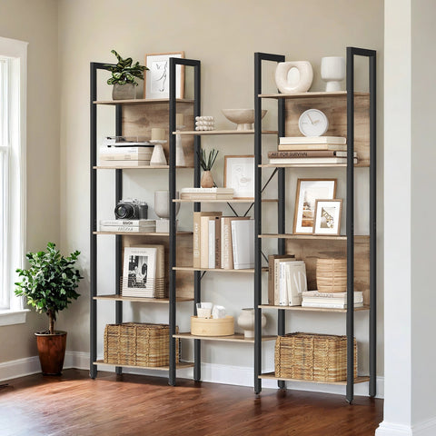 Rootz Bookcase - Standing Shelf - 14 Shelf Storage - Metal Frame - Space-saving Design - 24cm x 158cm x 166cm