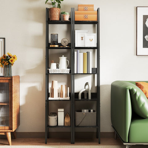 Rootz 5-Level Narrow Bookcase - Head Shelf - Compact Bookshelf - Max 50kg Capacity - 30cm x 33.8cm x 170cm