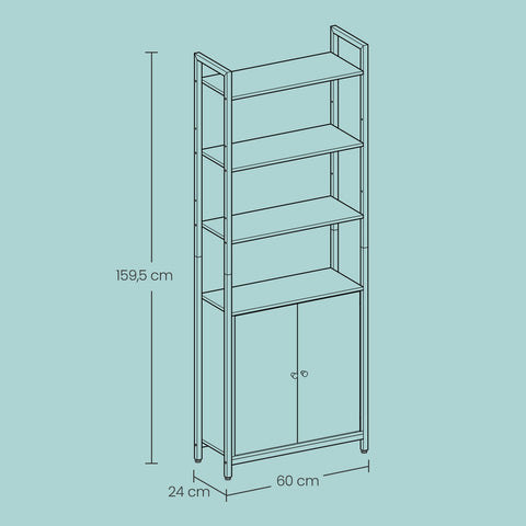 Rootz 6 Level Bookcase - Shelf - Standregal - Space Saver - 24cm x 60cm x 159.5cm