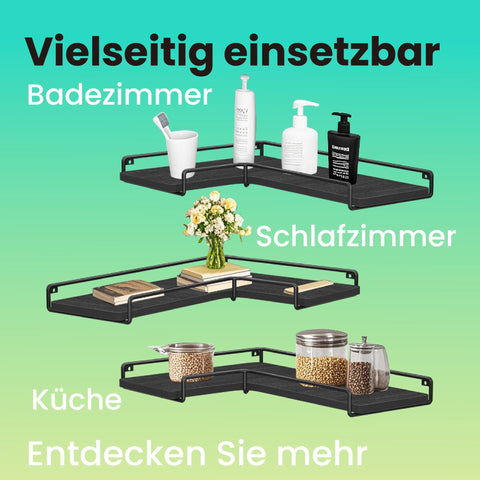 Rootz L-Shaped Corner Shelf - 2 Set Wall Shelf - Display Shelves - Max Weight 5kg - 40cm x 29cm x 14cm - Black Wooden Chipboard, Steel