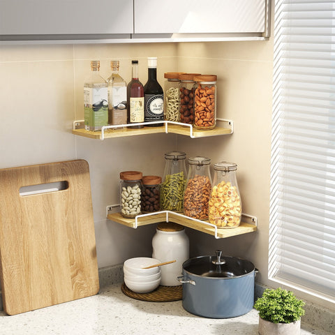 Rootz L-Shaped Corner Shelf 2 Set - Wall Shelf - Display Shelves - Saves Space - 40cm x 29cm x 14cm