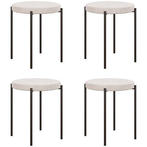 Rootz Stackable Velvet Dining Chairs Set of 4 - Kitchen Stools - Elegant Cream - Soft Padding - Space Saving Design - 41.5cm x 41.5cm x 46cm