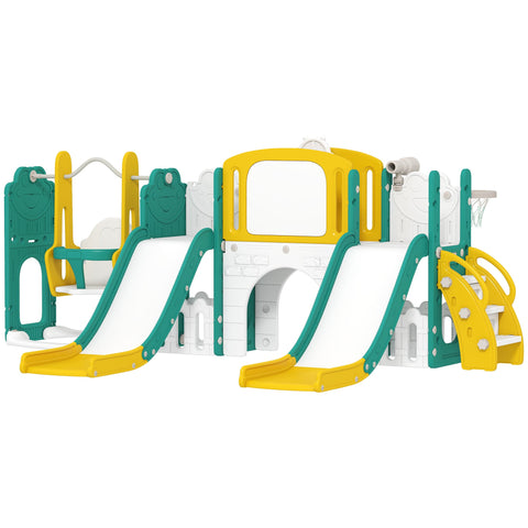Rootz 9-in-1 Toddler Slide & Rock Set - Kids Activity Center - Play Gym - Promotes Creativity - 250cm x 150cm x 94cm - Yellow +Green
