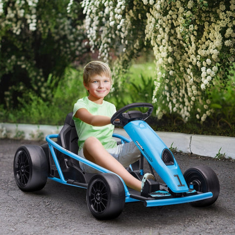 Rootz Electric Drift Go-Kart - Blue - Speedy Drifting - Horn & Music - Safe & Comfortable - 115cm x 77cm x 54cm