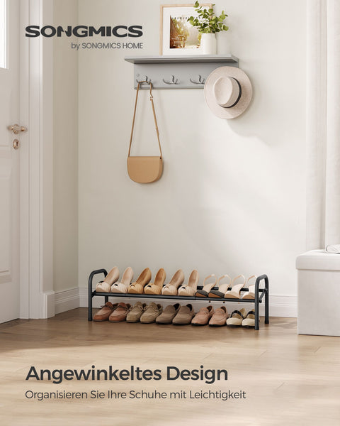 Rootz Schoenenrek Organizer - Zwarte Schoenenstandaard - Stalen Schoenenopberger - Compact Ontwerp - Eenvoudige Montage - 23cm x 58cm x 25cm - Uitschuifbaar tot 83cm - Lichtgewicht - Houdt tot 7,5kg