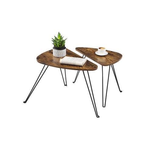 Rootz 2er Set Couchtische - Beistelltische - Side Tables - Space-Saving Design - 60 x 38 x 47.5 cm & 52 x 31.5 x 42.5 cm