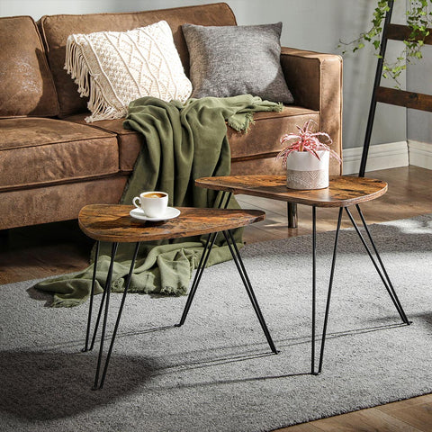 Rootz 2er Set Couchtische - Beistelltische - Side Tables - Space-Saving Design - 60 x 38 x 47.5 cm & 52 x 31.5 x 42.5 cm
