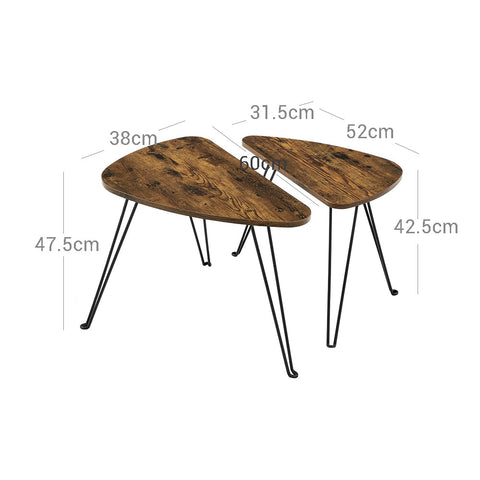 Rootz 2er Set Couchtische - Beistelltische - Side Tables - Space-Saving Design - 60 x 38 x 47.5 cm & 52 x 31.5 x 42.5 cm