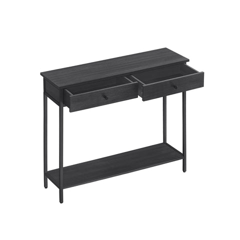 Rootz Console Table with 2 Drawers Anthracite Gray - Ink Black - Chipboard - Steel - 30cm x 100cm x 80cm - Modern Design - 16.2kg