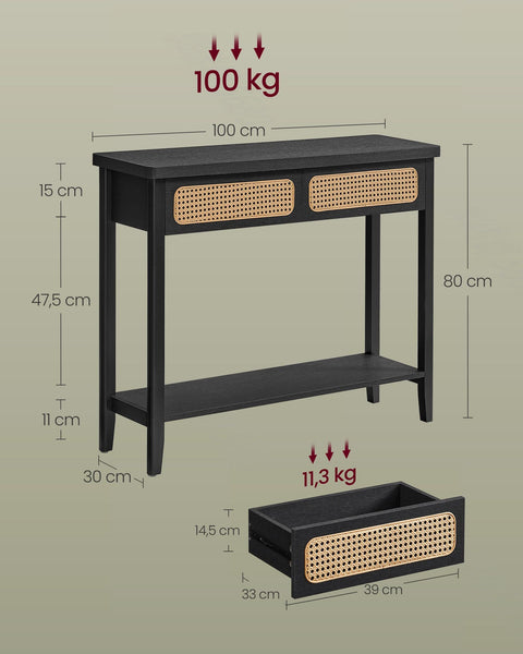Rootz Console Table - Hallway Table - Entryway Table - MDF Chipboard PVC - 30cm x 100cm x 80cm - Ideal for Small Spaces