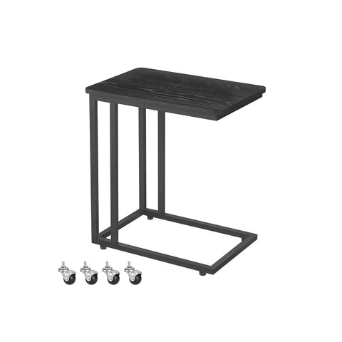 Rootz Ebony Black Side Table - End Table - Nightstand - Chipboard Steel Construction - Adjustable Feet - 35cm x 50cm x 56cm