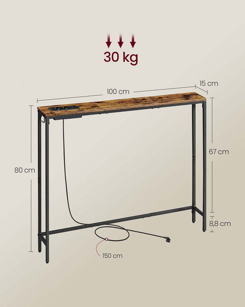 Rootz Console Table - Entryway Table - Hallway Accent Table - Sturdy Steel Frame - 15cm x 100cm x 80cm