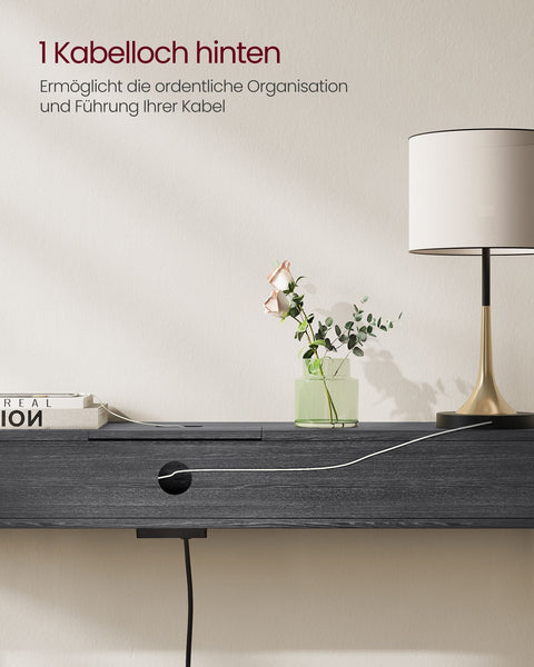 Rootz Moderne bijzettafel met stekkerdoos - Antracietgrijs-Inktzwart - Spaanplaatstaal - 100 kg capaciteit - 25 cm x 120 cm x 81,1 cm